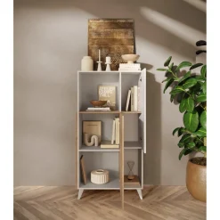 3S. x Home Commode 2 portes Bois et blanc laqué Clearance