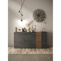 3S. x Home Commode 3 portes panneaux de particules gris Online