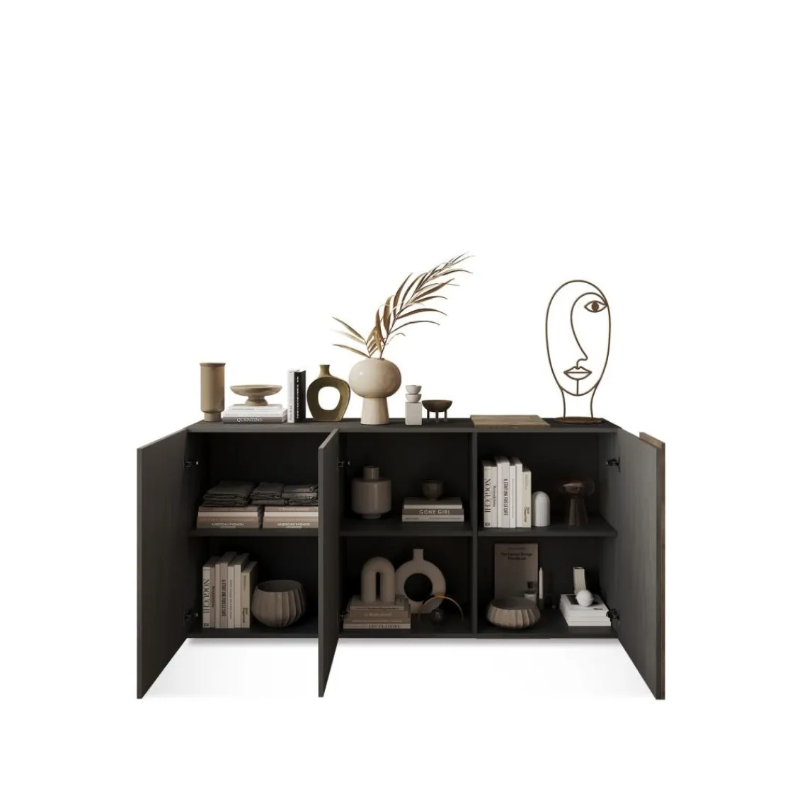 3S. x Home Commode 3 portes panneaux de particules gris Online