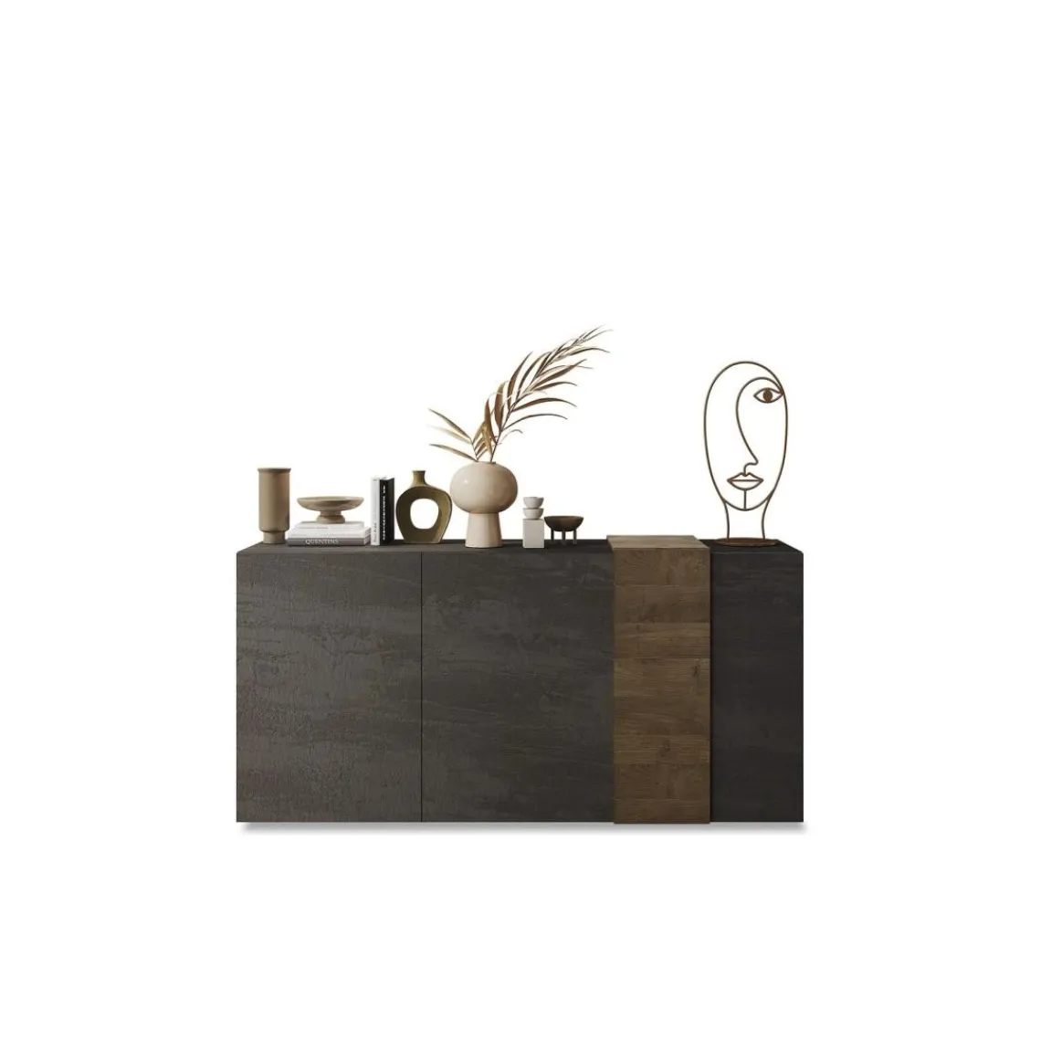 3S. x Home Commode 3 portes panneaux de particules gris Online