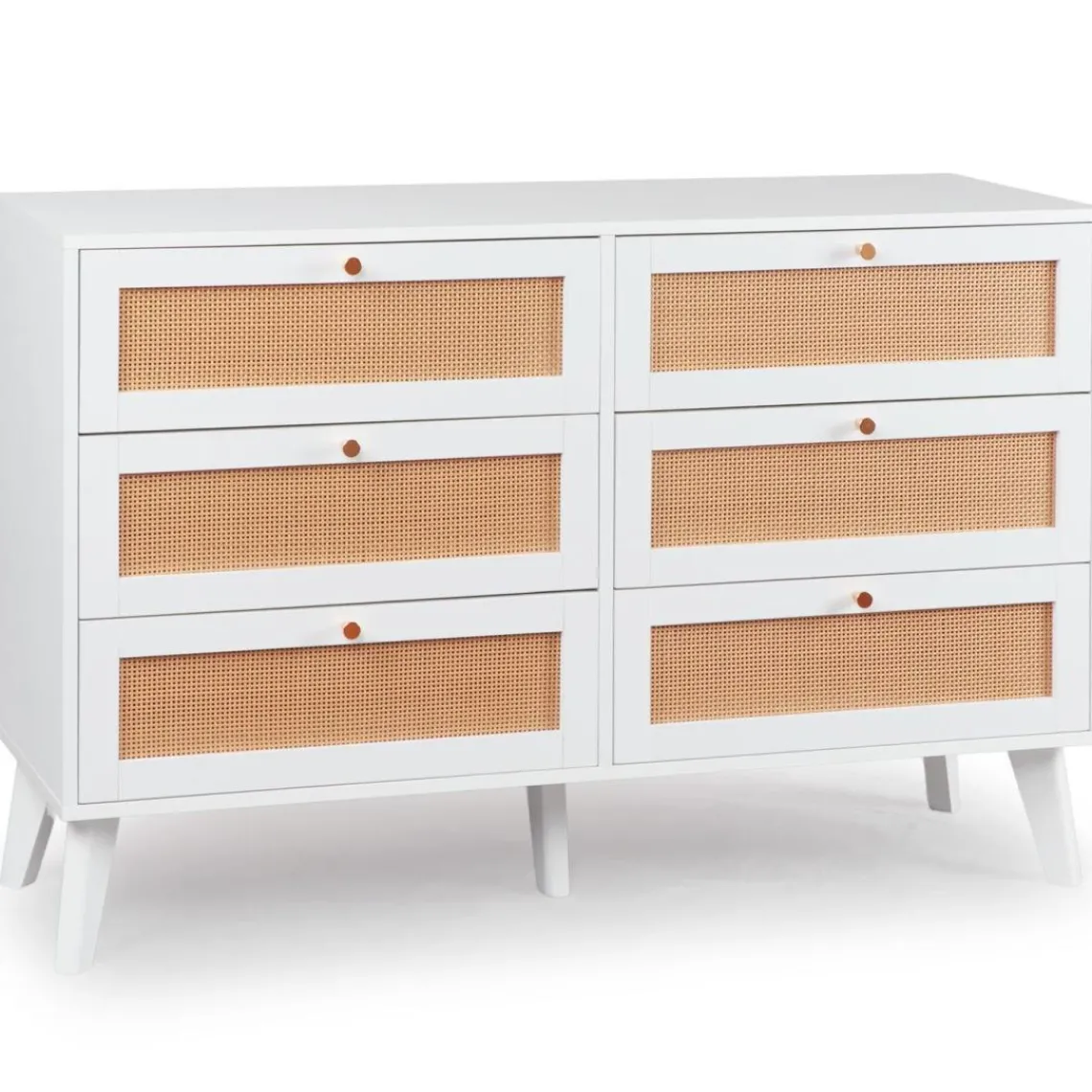 3S. x Home Commode 6 tiroirs avec cannage Dalgora Blanc Hot