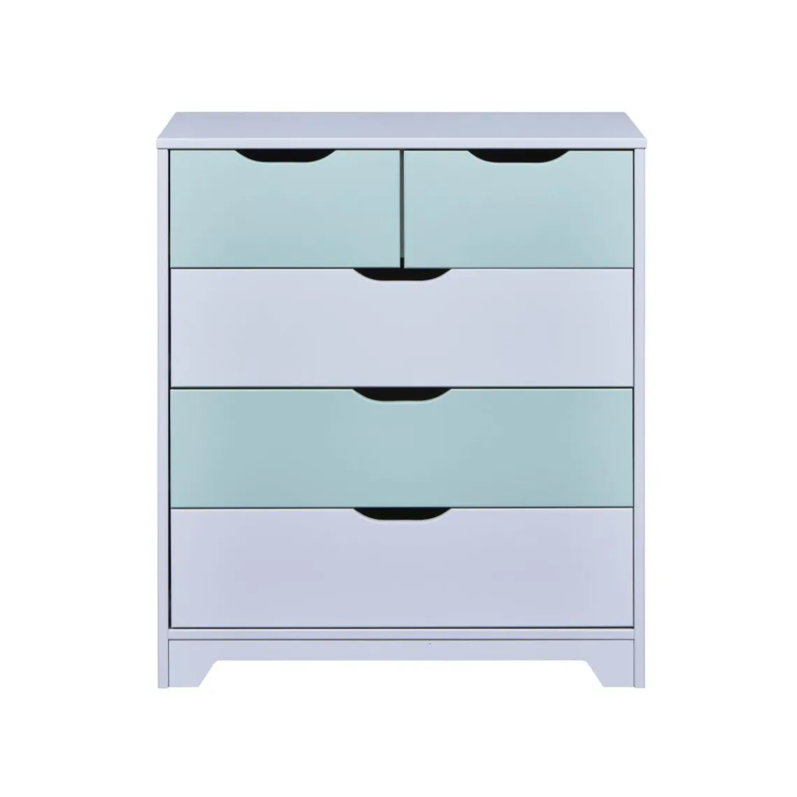 3S. x Home Commode 5 tiroirs Bois Massif Gris et Sauge Vert Best