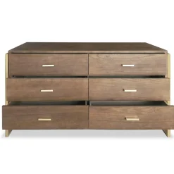 3S. x Home Commode 6 tiroirs Edgar Bois Marron et Métal Or Sale