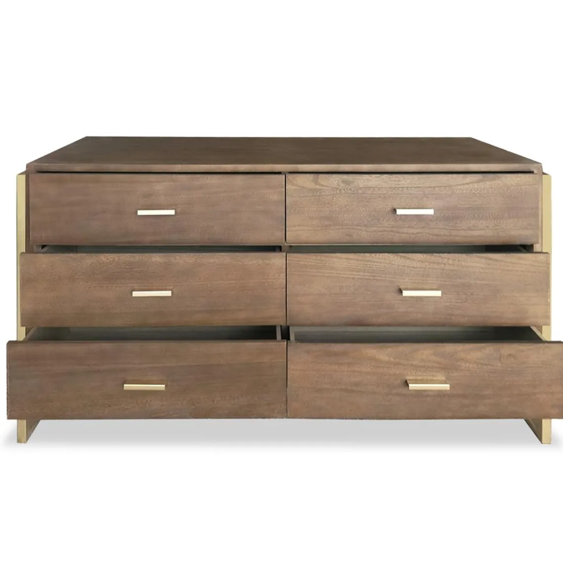 3S. x Home Commode 6 tiroirs Edgar Bois Marron et Métal Or Sale