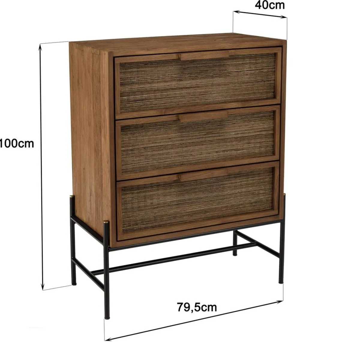 Macabane Commode 3 tiroirs en bois de teck recyclé Best