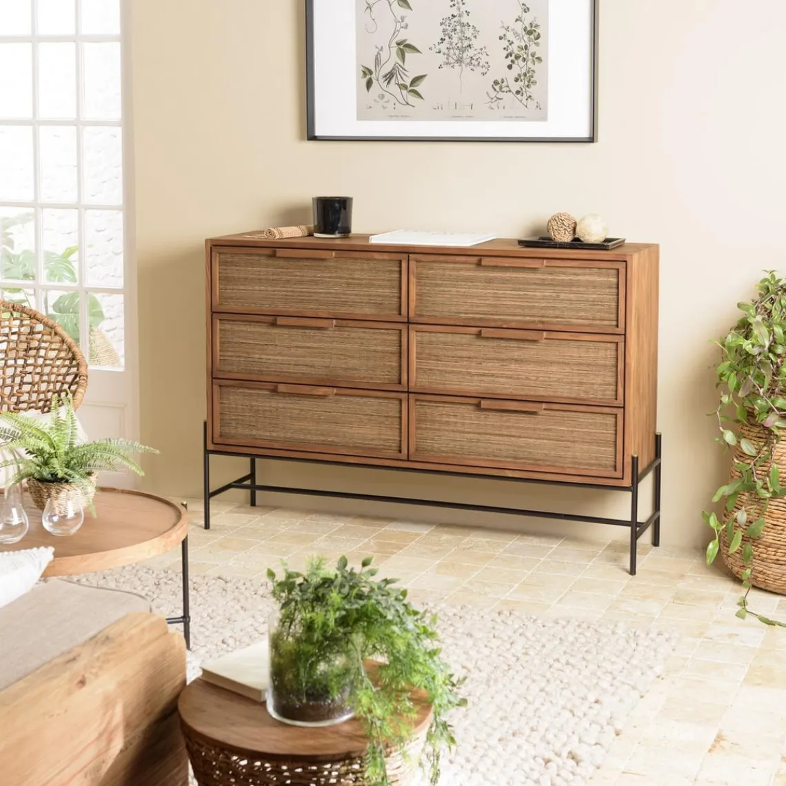 Macabane Commode 6 tiroirs en bois de teck recyclé Outlet