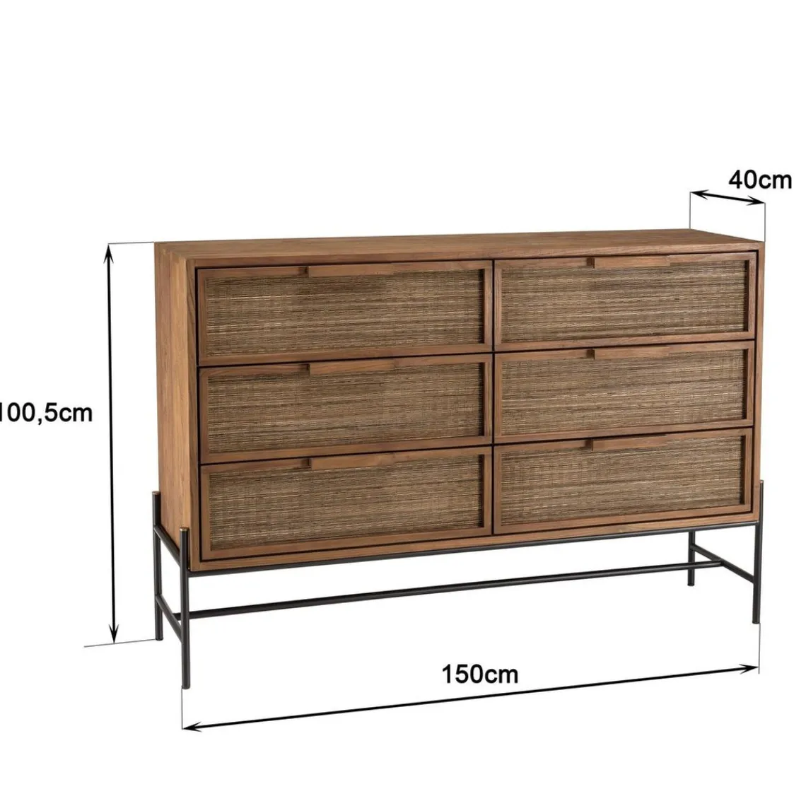 Macabane Commode 6 tiroirs en bois de teck recyclé Outlet