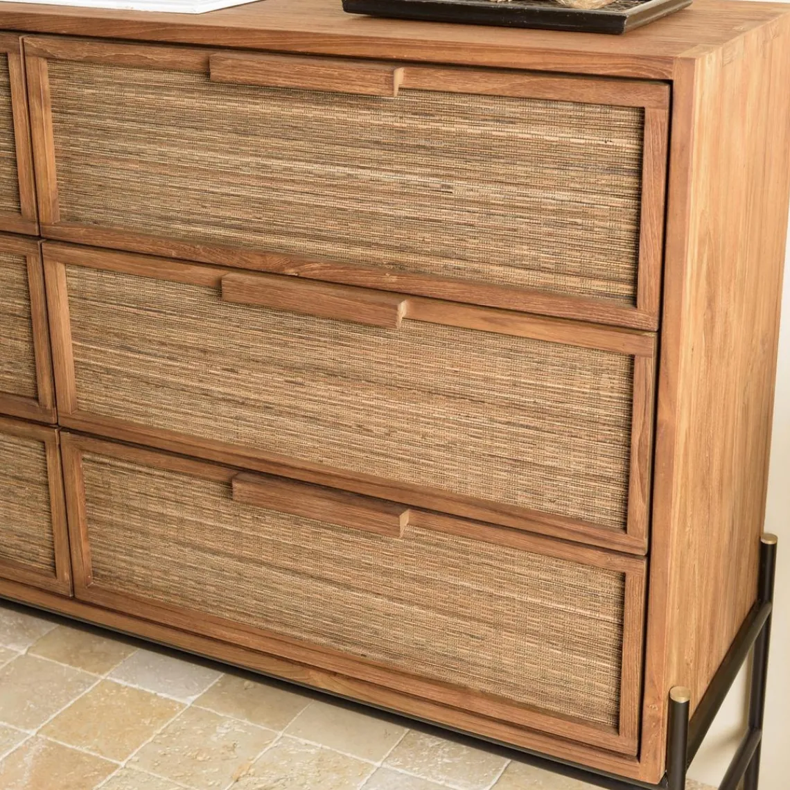 Macabane Commode 6 tiroirs en bois de teck recyclé Outlet