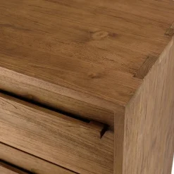 Macabane Commode 3 tiroirs en bois de teck recyclé pieds en métal noir New