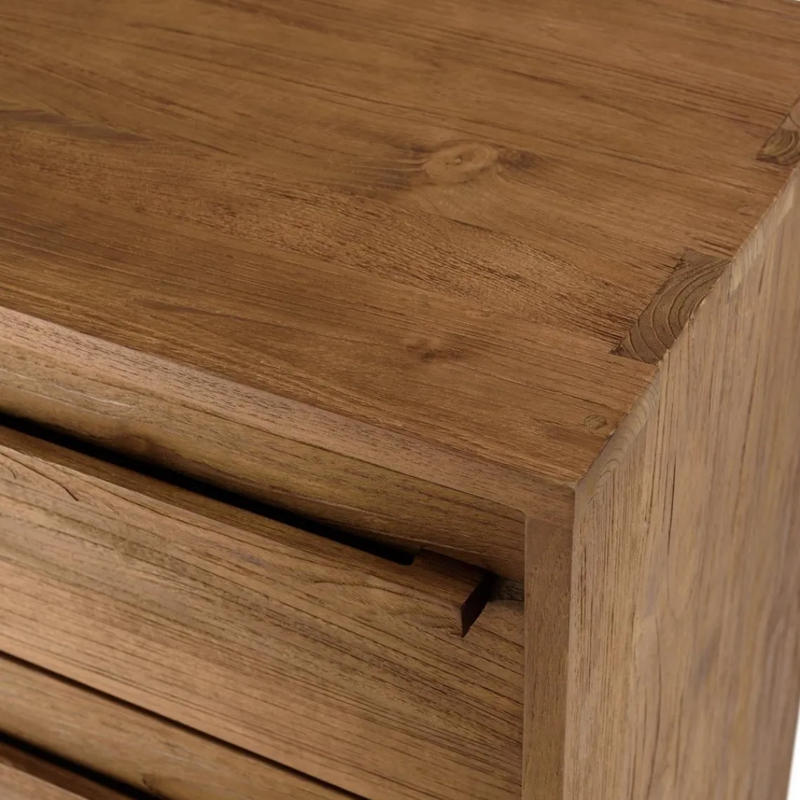 Macabane Commode 3 tiroirs en bois de teck recyclé pieds en métal noir New