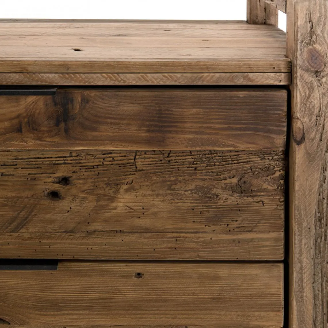 Macabane Commode ANDRIAN 2 Tiroirs Bois Pin Recyclé New