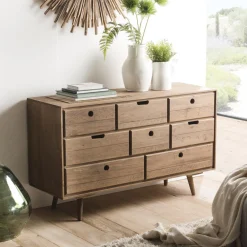 Macabane Commode ANDY Scandi Bois 8 Tiroirs Sapin Outlet