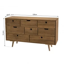 Macabane Commode ANDY Scandi Bois 8 Tiroirs Sapin Outlet