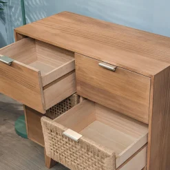 Nordlys Commode Chambre Scandinave Bois 3 Tiroirs Rangement Marron Outlet