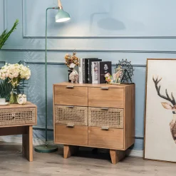 Nordlys Commode Chambre Scandinave Bois 3 Tiroirs Rangement Marron Outlet