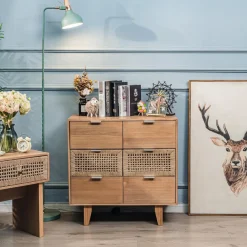 Nordlys Commode Chambre Scandinave Bois 3 Tiroirs Rangement Marron Outlet