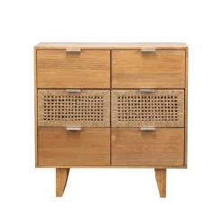 Nordlys Commode Chambre Scandinave Bois 3 Tiroirs Rangement Marron Outlet
