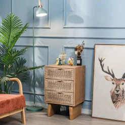 Nordlys Commode Chiffonnier Scandinave en Bois 3 Tiroirs Bois Marron Outlet