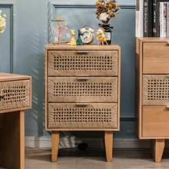 Nordlys Commode Chiffonnier Scandinave en Bois 3 Tiroirs Bois Marron Outlet