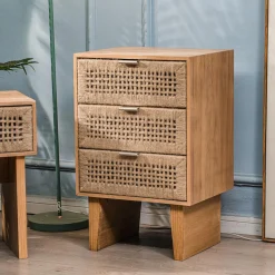 Nordlys Commode Chiffonnier Scandinave en Bois 3 Tiroirs Bois Marron Outlet