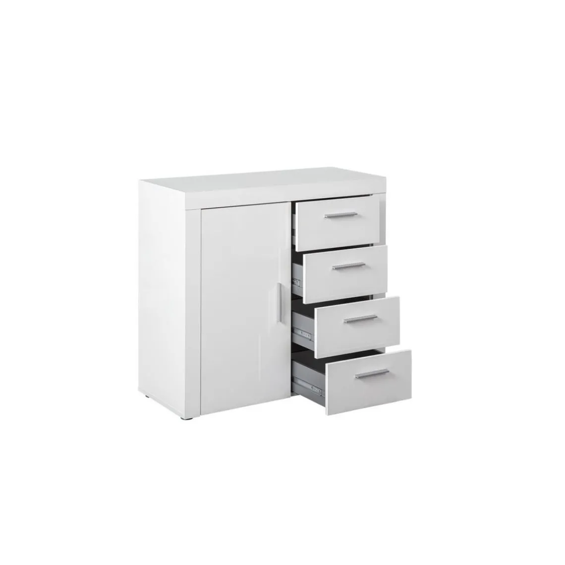 3S. x Home Commode CORBET 1 Porte 4 Tiroirs Blanc Brillant Sale