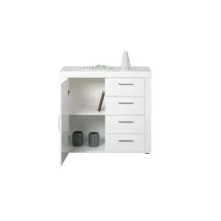 3S. x Home Commode CORBET 1 Porte 4 Tiroirs Blanc Brillant Sale