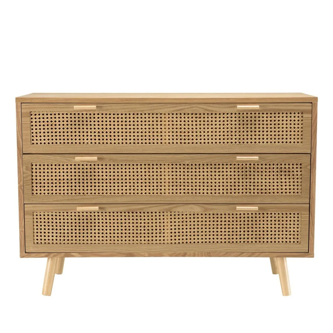 Macabane Commode couleur naturel 3 tiroirs cannage RODRIGO Beige Hot