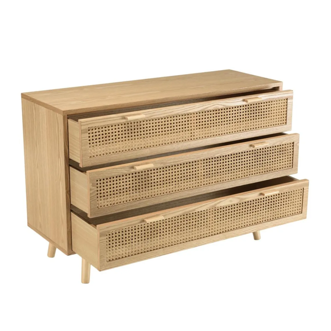 Macabane Commode couleur naturel 3 tiroirs cannage RODRIGO Beige Hot