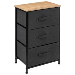 3S. x Home Commode de rangement 3 tiroirs en bois gris foncé Discount