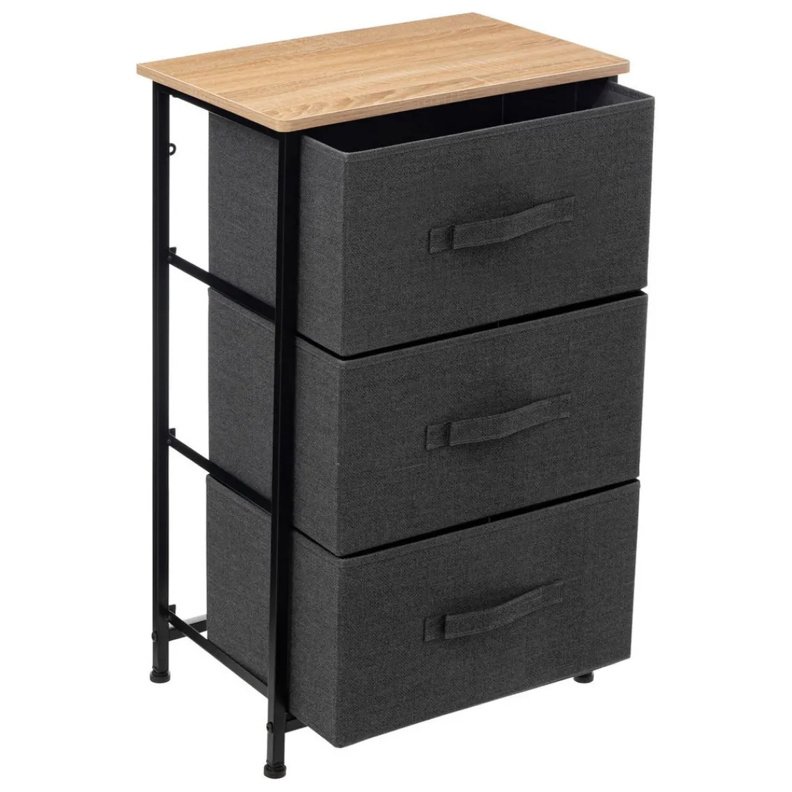 3S. x Home Commode de rangement 3 tiroirs en bois gris foncé Discount