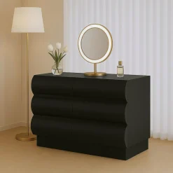 3S. x Home Commode design 6 tiroirs arrondis Mezade Noir Clearance