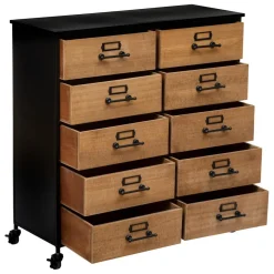 3S. x Home Commode Double 10 Tiroirs Baris Noir