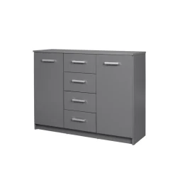 3S. x Home Commode ELENZIO gris 2 portes 4 tiroirs Hot