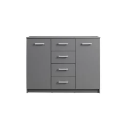 3S. x Home Commode ELENZIO gris 2 portes 4 tiroirs Hot