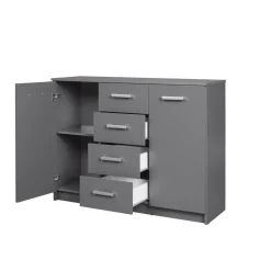 3S. x Home Commode ELENZIO gris 2 portes 4 tiroirs Hot