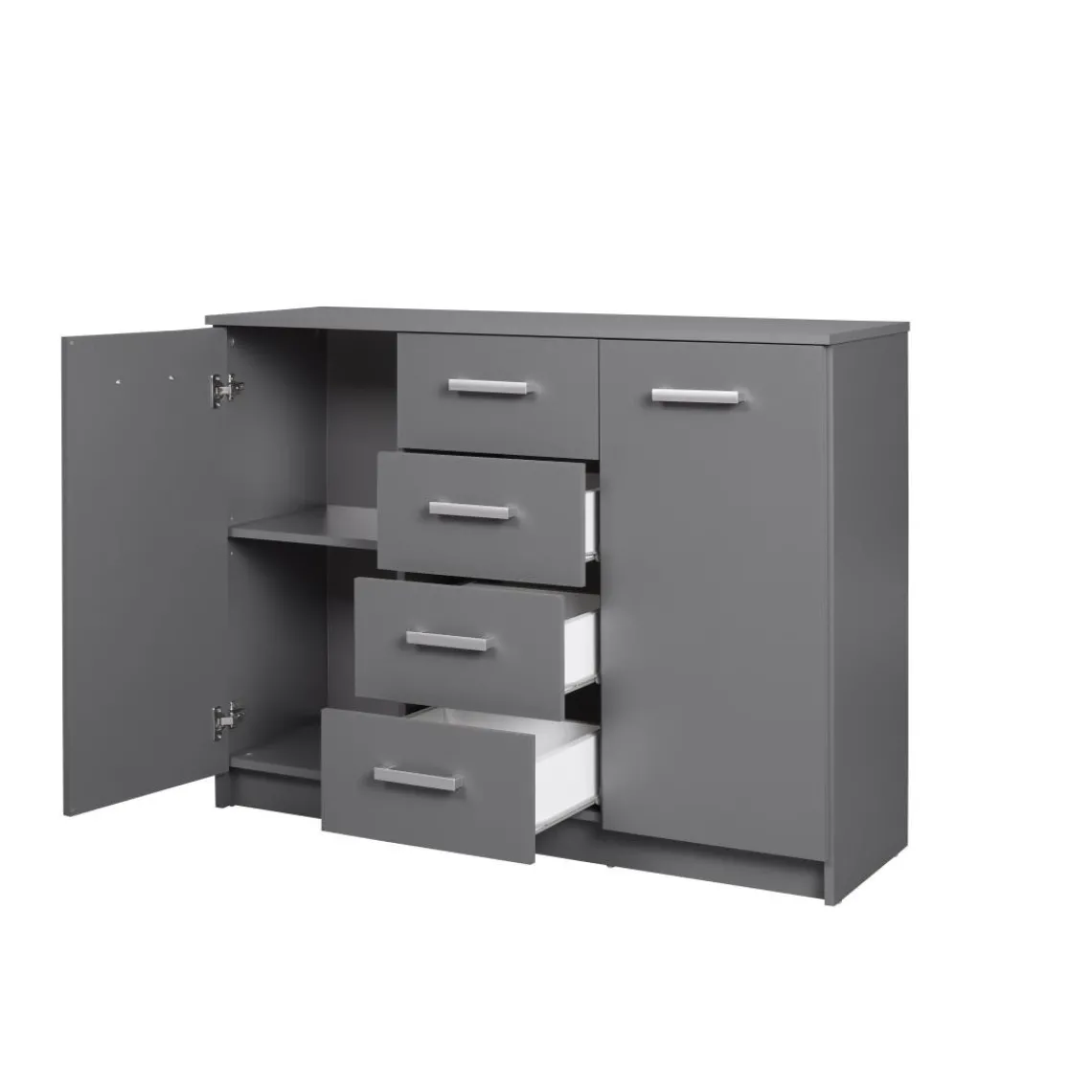 3S. x Home Commode ELENZIO gris 2 portes 4 tiroirs Hot