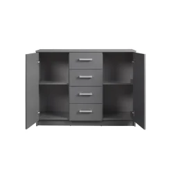 3S. x Home Commode ELENZIO gris 2 portes 4 tiroirs Hot