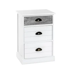 3S. x Home commode en bois massif laqué blanc avec 3 tiroirs Online