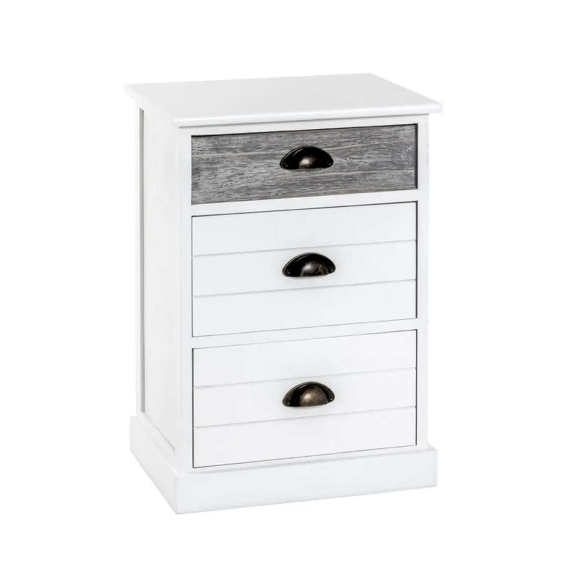 3S. x Home commode en bois massif laqué blanc avec 3 tiroirs Online