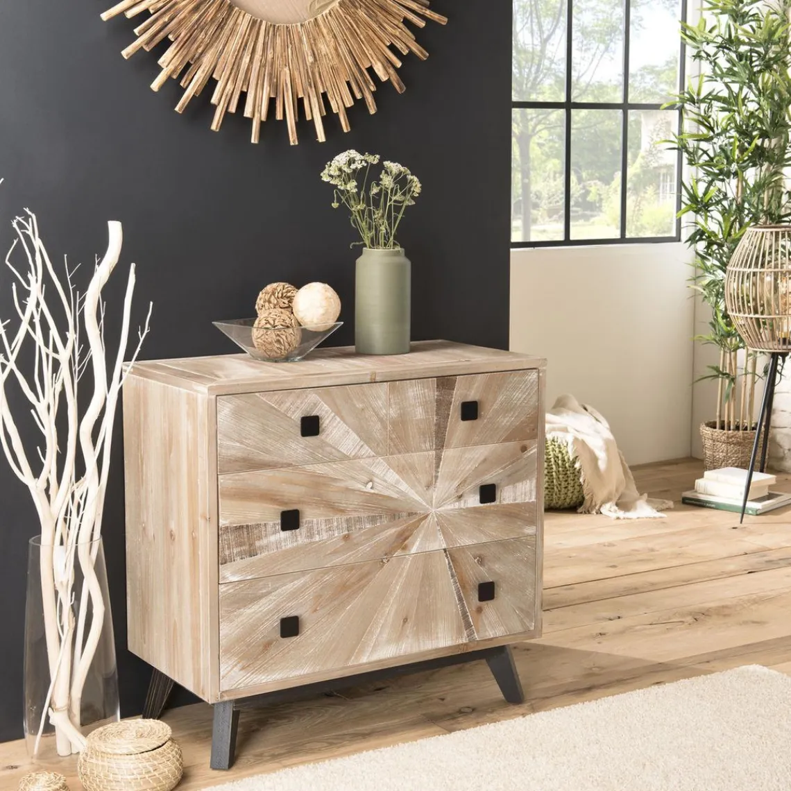 Macabane Commode MANDY Scandi 4 Tiroirs New