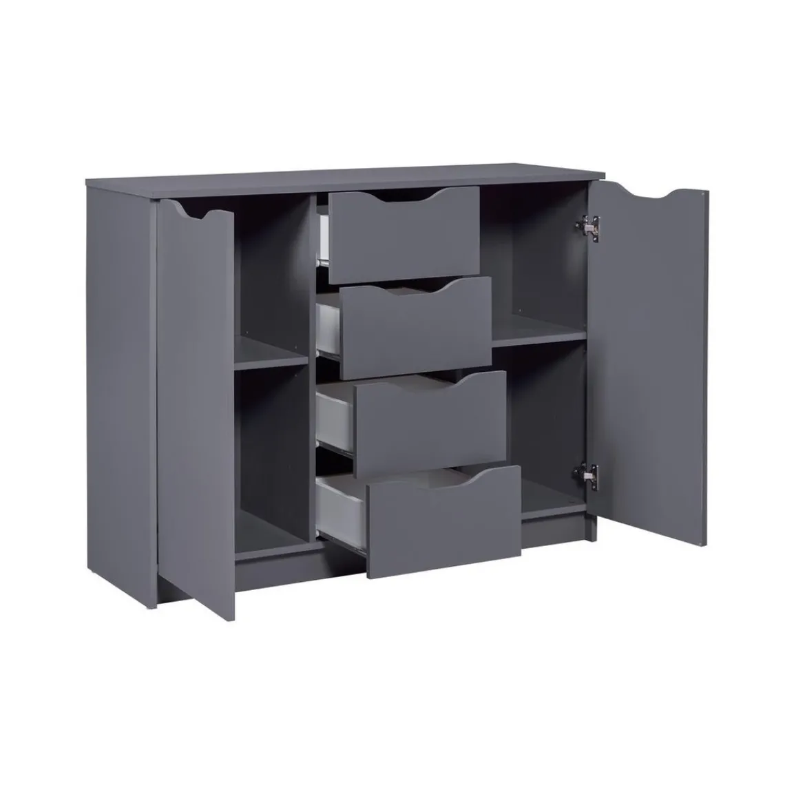3S. x Home Commode SILENZIA 2 portes & 4 tiroirs gris Outlet
