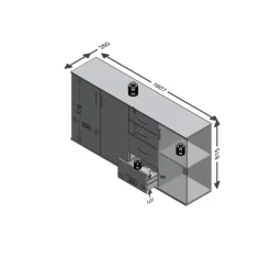 3S. x Home Comode 3 portes et 4 tiroirs ALBI 3 gris béton et blanc Hot