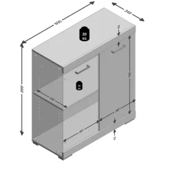 3S. x Home Comode avec 2 portes BRISTOL 1 naturel Best
