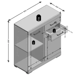 3S. x Home Comode avec 2 portes et 2 tiroiris BRISTOL 2 naturel Sale