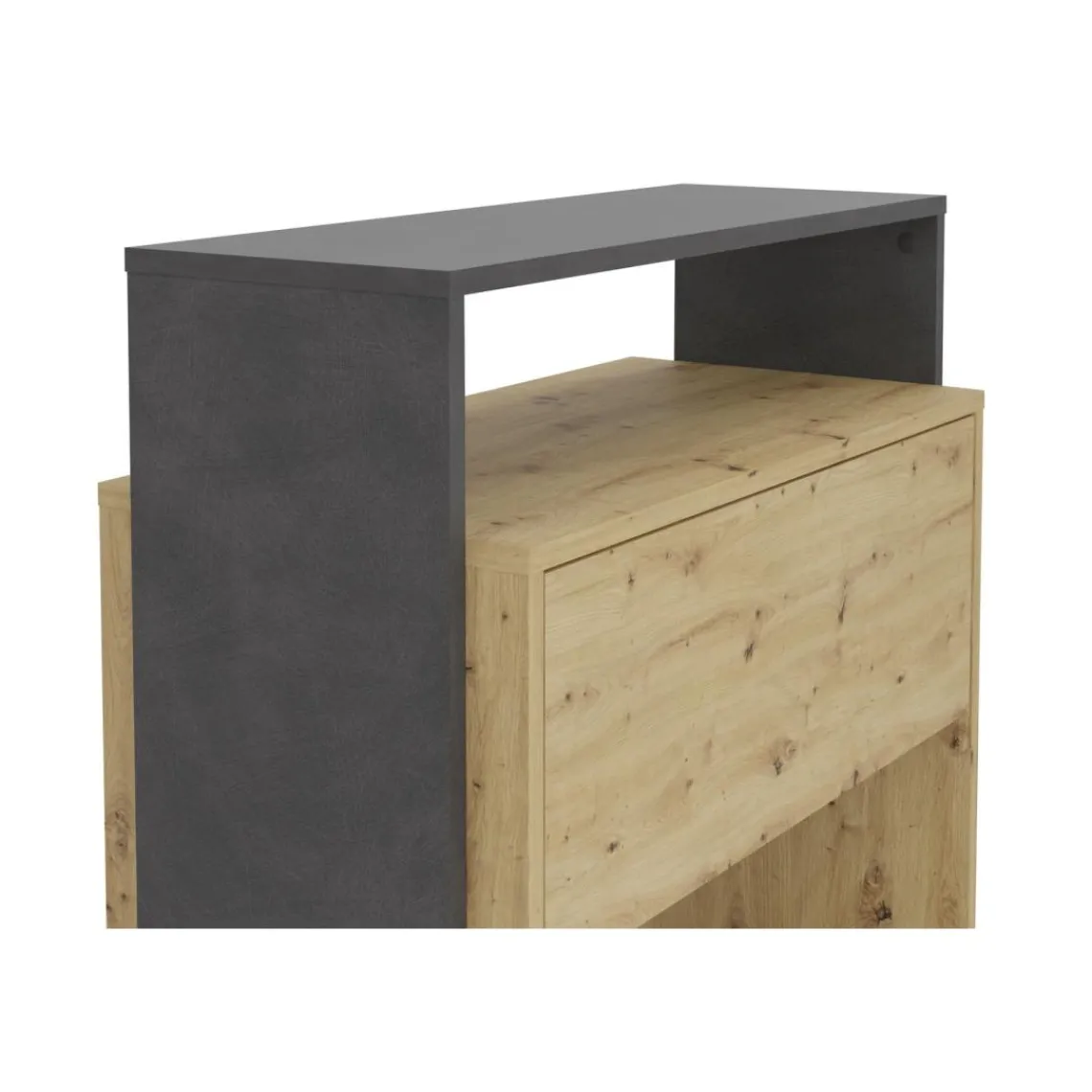 3S. x Home Comode haute avec 2 tiroirs VERONA 2 gris et naturel Sale