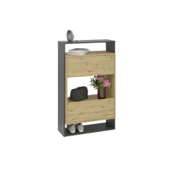 3S. x Home Comode haute avec 2 tiroirs VERONA 2 gris et naturel Sale