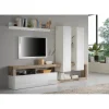 3S. x Home Composition murale 3 portes HAMBURG blanc et bois Outlet