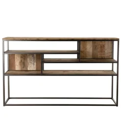 Macabane Console 4 niveaux en teck recyclé acacia mahogany métal noir Discount