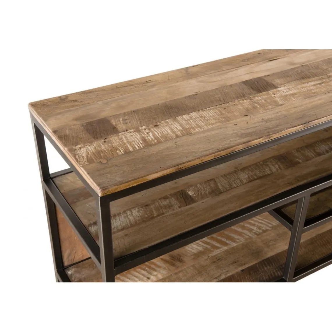 Macabane Console 4 niveaux en teck recyclé acacia mahogany métal noir Discount