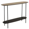 Macabane Console 2 plateaux bi-matière mocha noir pieds métal JULIA Outlet